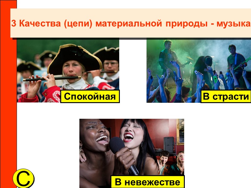 3 Качества (цепи) материальной природы - музыка C Спокойная В страсти В невежестве